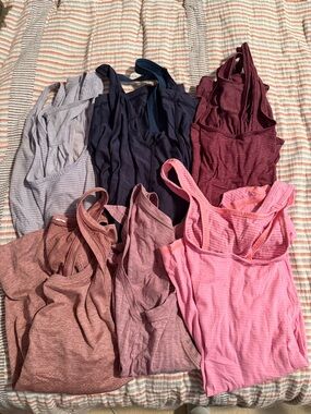 lululemon athletica Mixed Color Tank Top Lot - Pink, Burgundy, Navy, Mauve, Gray